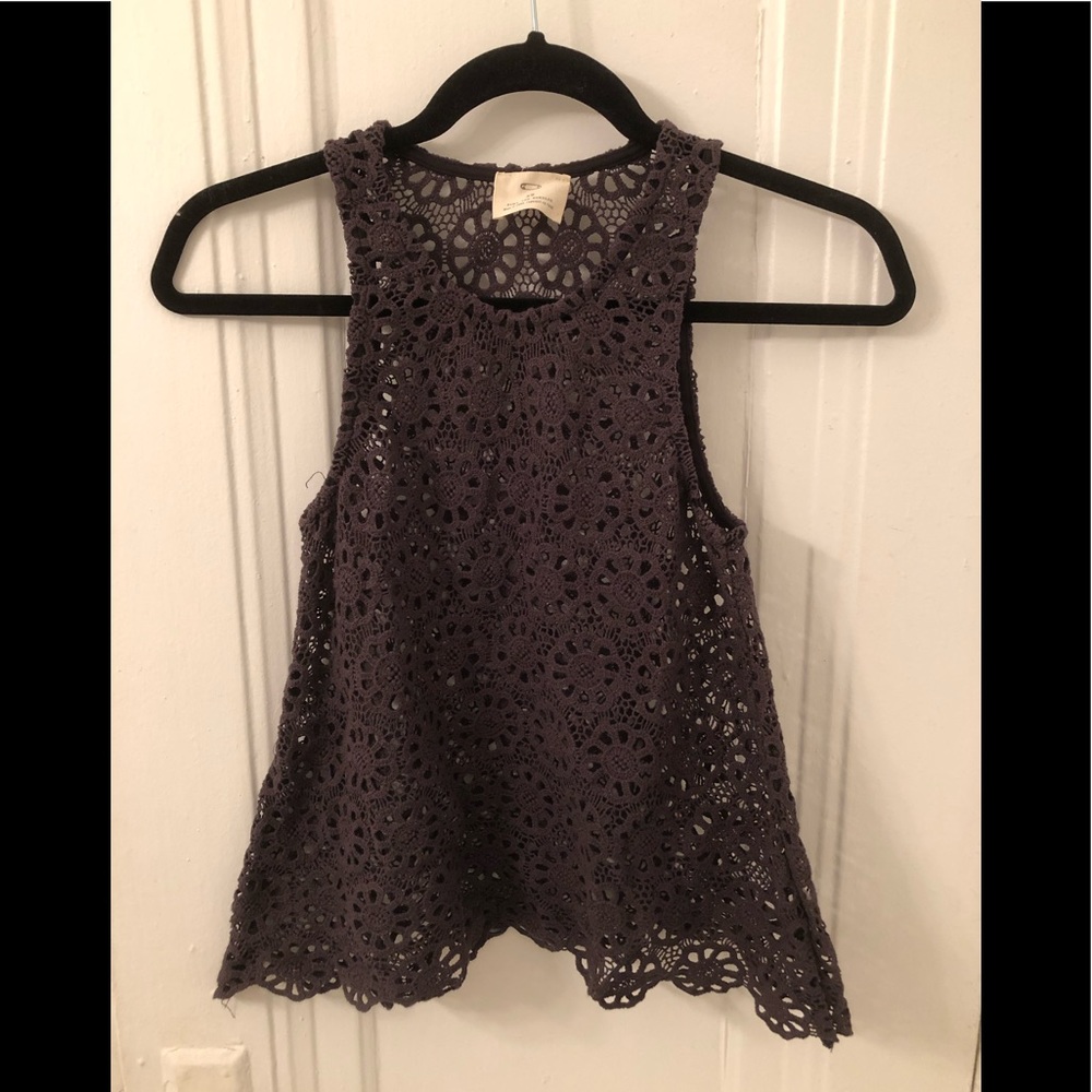 Pins and needles black crotchet tank